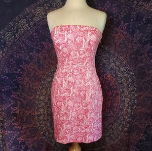 NWT Vineyard Vines Pink & White Strapless Dress with Shell Pattern Womens 4